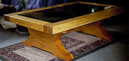 Spalted Beech table with smoked glass